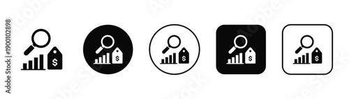 Market Valuation In Black And White Filled Style