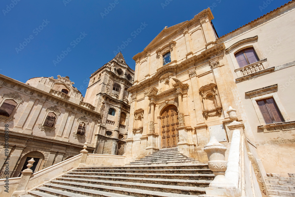 Fototapeta premium Exterior of the Chiesa San Francisco d'Assissi All'Immacolata church in Noto, Sicily, Italy, Europe