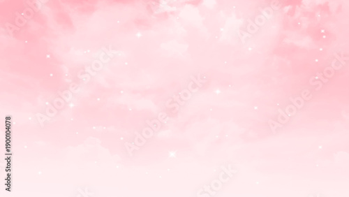 Clean Pink Sky with Floating White Clouds. Pure Pink Sky with Soft Cloud Texture. Vector Design.