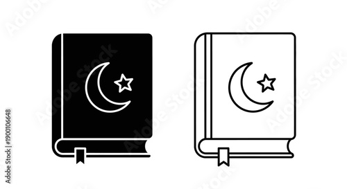 Holy Quran Book Icon with Bookmark. Islamic Religious Text and Study Vector.