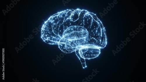 Wallpaper Mural AI brain made of moving light particles neural connections forming animation Torontodigital.ca