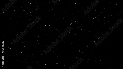 Night starry sky background with light and clouds. Bright glowing stars isolated on black backdrop