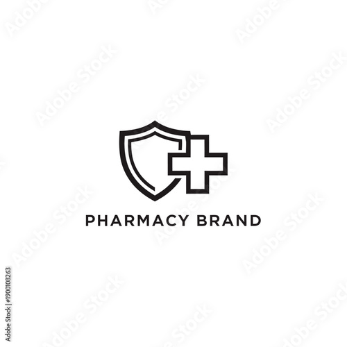 Medical Shield Logo Design Element with Cross Symbol