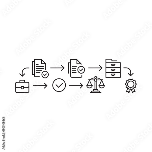 Legal process flow case review judgement and archive stages depicted