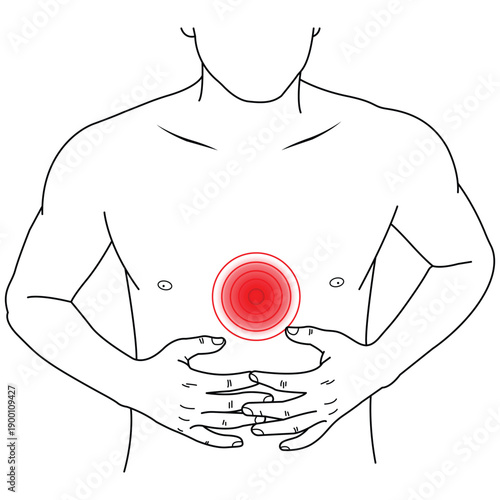Soreness: An illustration shows the human body with a bright red circle indicating a location where discomfort or tenderness exists. 