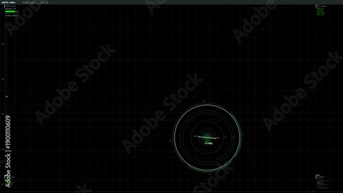 Detailed overview of a hud animation showing interface with radar and data display in a real-time video setting