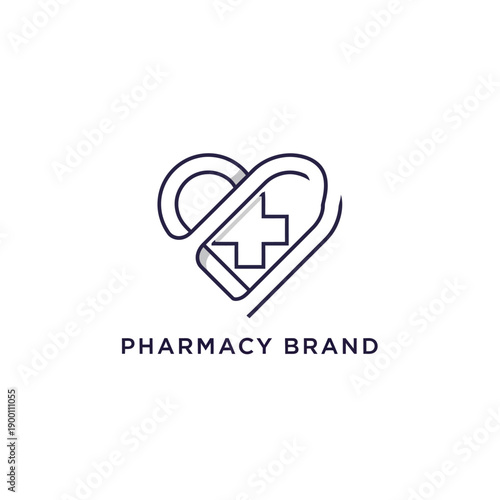 Medical care symbol illustration featuring a heart and cross sign