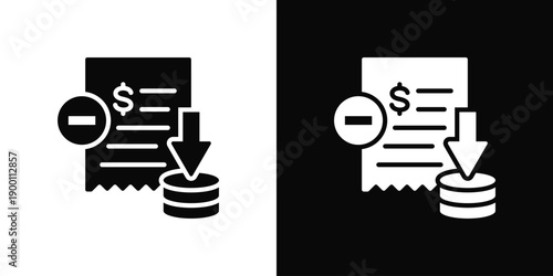 Expense Reduction In Black And White Filled Style