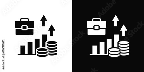 Business Profitability In Black And White Filled Style