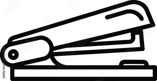 Black and white line art of a stapler on a flat surface office supplies
