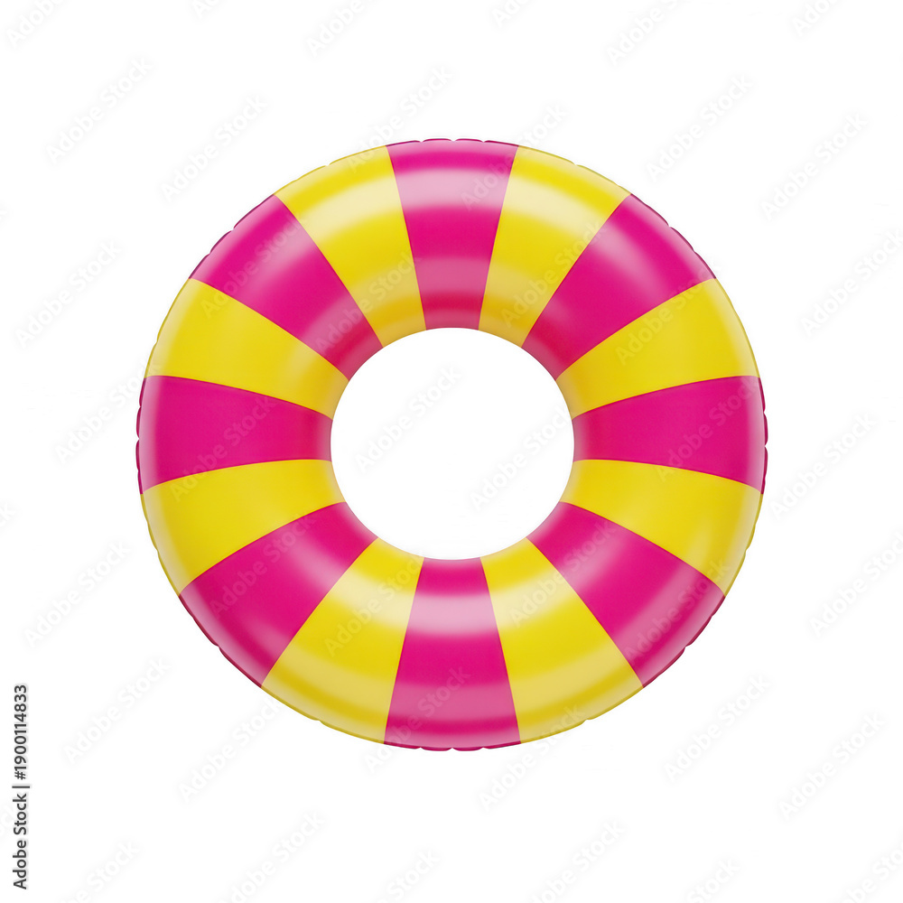 Fototapeta premium A vibrant inflatable pool float designed with a colorful spiral pattern. isolated on transparent background