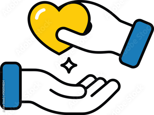Giving a heart icon, concept of charity, donation, love, care, and sharing kindness