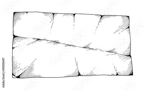 Hand drawn blank wooden sign with rustic texture in sketch style