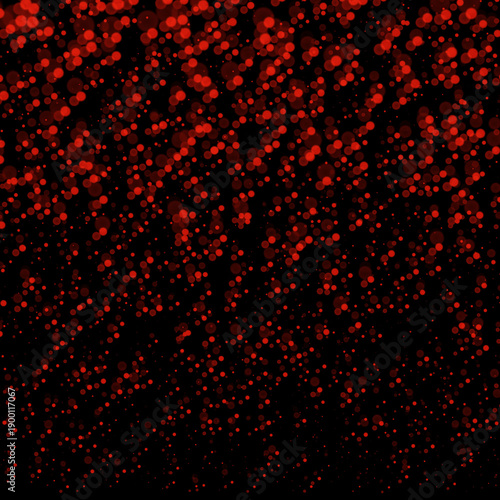 red and black background. Red glitter falling from above on a black background. Conceptual design for a greeting card, banner for New Year's, Christmas, birthday, Valentine's Day, or party celebration