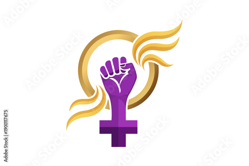 Feminist fist symbol, woman's day power, female empowerment icon, strength banner