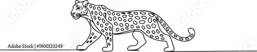 One continuous line drawing of wild leopard for multinational company logo identity. Strong cheetah mammal animal mascot concept for national safari zoo. one line Icon drawing