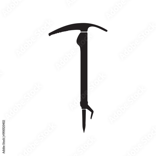 Ice axe silhouette vector flat illustration