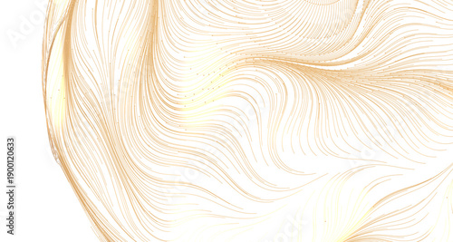 Foto Abstract gold lines swirl against a white background