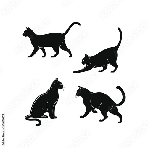 Silhouettes of cats and dogs vector illustration