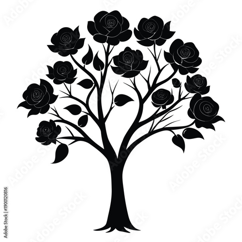 rose-tree silhouette vector on white