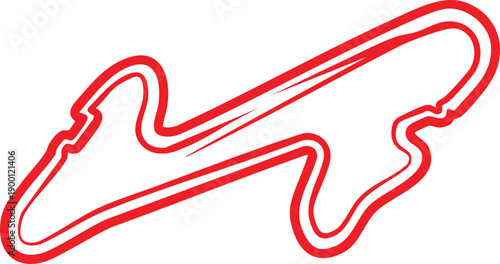 Red racing circuit with smooth curves and sharp turns on white background track race