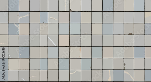 Vector seamless tile pattern, light blue and beige square ceramic tiles with subtle cracks, wall texture background