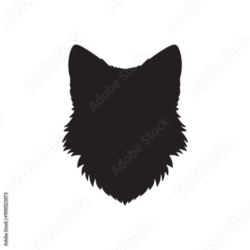 Fox head silhouette vector flat illustration