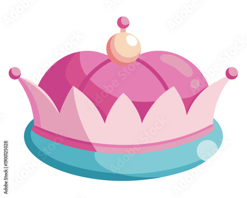 Cute cartoon pink and blue princess crown illustration