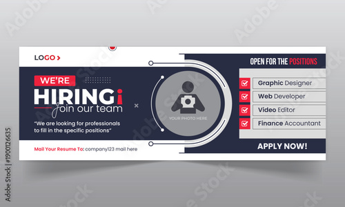 We are hiring job vacancy social media facebook cover and web banner template