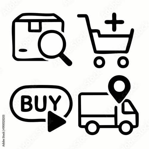 E-commerce User Journey Vector Icon Set for Online Shopping