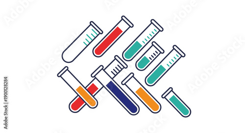 Colorful test tubes with different liquids in a crisscross pattern.