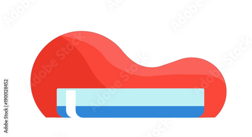 Colorful abstract illustration of a toothbrush with red background.