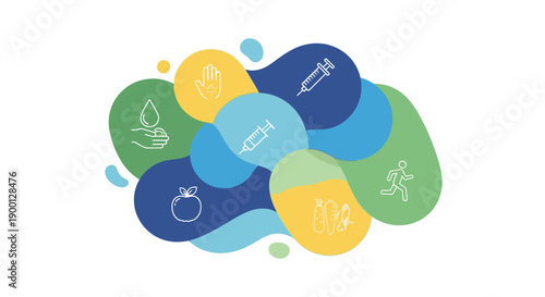 Sustainable Development Goals Icons in Colored Bubbles.