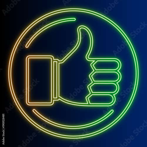 Bright Neon Thumbs Up Sign