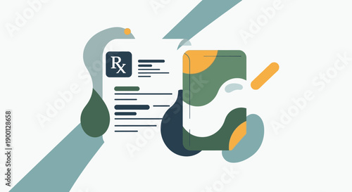 Medical Prescription Document with Rx Symbol and Medication.