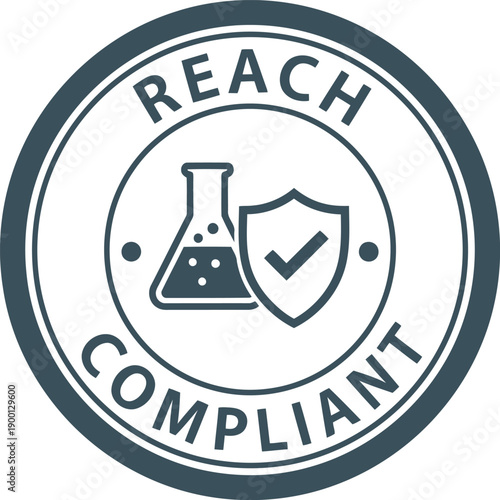 REACH Compliant Certification Badge Icon for Chemical Safety and Regulatory Compliance