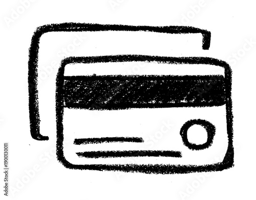 Credit Card Icon Crayon Chalk Drawing Vector