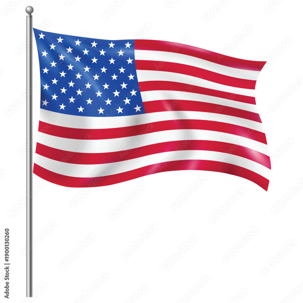 Fototapeta premium United States Flag Vector – Waving Stars and Stripes