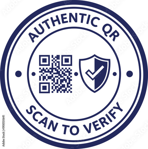 Authentic QR Code Verification Badge with Security Shield Icon for Product Authentication and Anti-Counterfeit Solutions