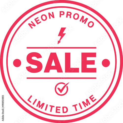 Neon Promo Sale Badge Vector – Limited Time Offer Stamp for Marketing and Retail Promotions