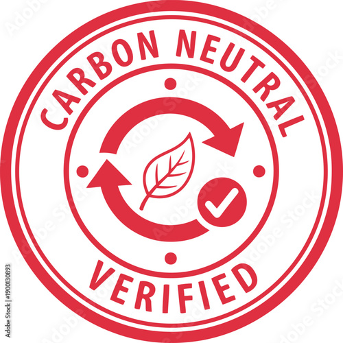 Red Carbon Neutral Verified Badge Icon for Eco Certification, Sustainability, and Green Business Branding