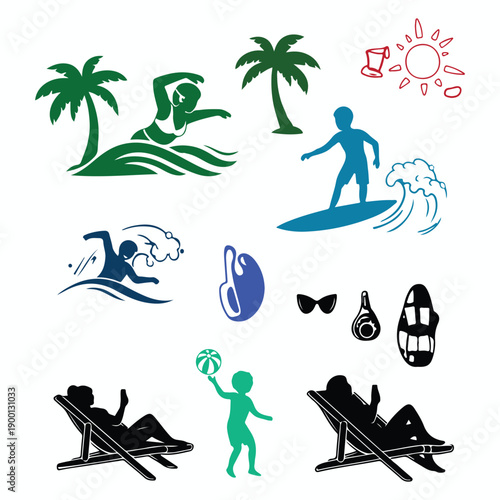 summer icons set
