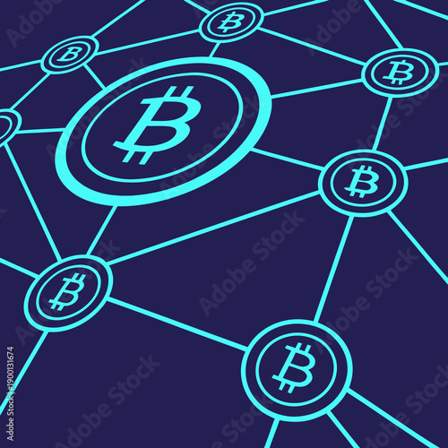 Blockchain network nodes with professional neon flow, representing distributed ledger technology, cryptocurrency, and secure digital transactions.