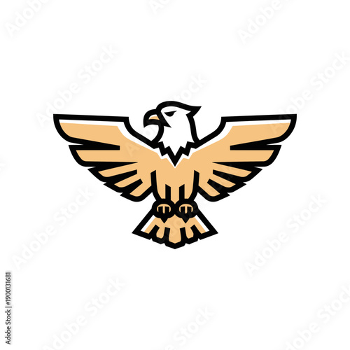 A stylized illustration of a bird in flight, soaring eagle with outstretched wings, symbolizing freedom and power