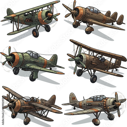 Vintage world war ii era fighter planes in formation display Vector