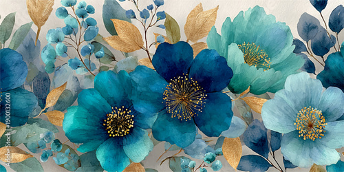 Delicate watercolor painting of purple lavender flowers and green foliage in soft light