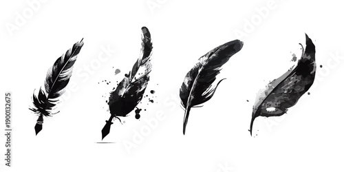 Vintage quill pen and inkwell illustration representing writing and history