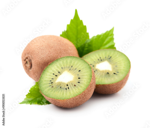Sweet  kiwi fruits with leaves