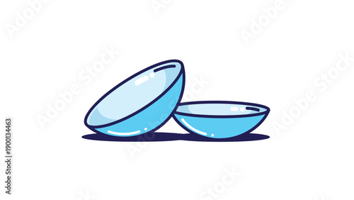 Two blue medical contact lenses are shown close up against a clean white background representing vision care and ophthalmology.