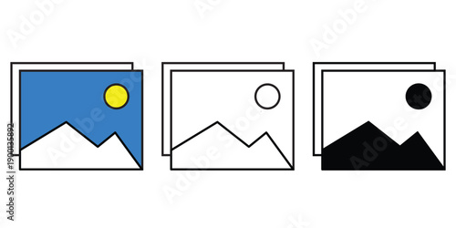 Three layered with mountains and sun or moon layered mountain landscape sun moon blue sky